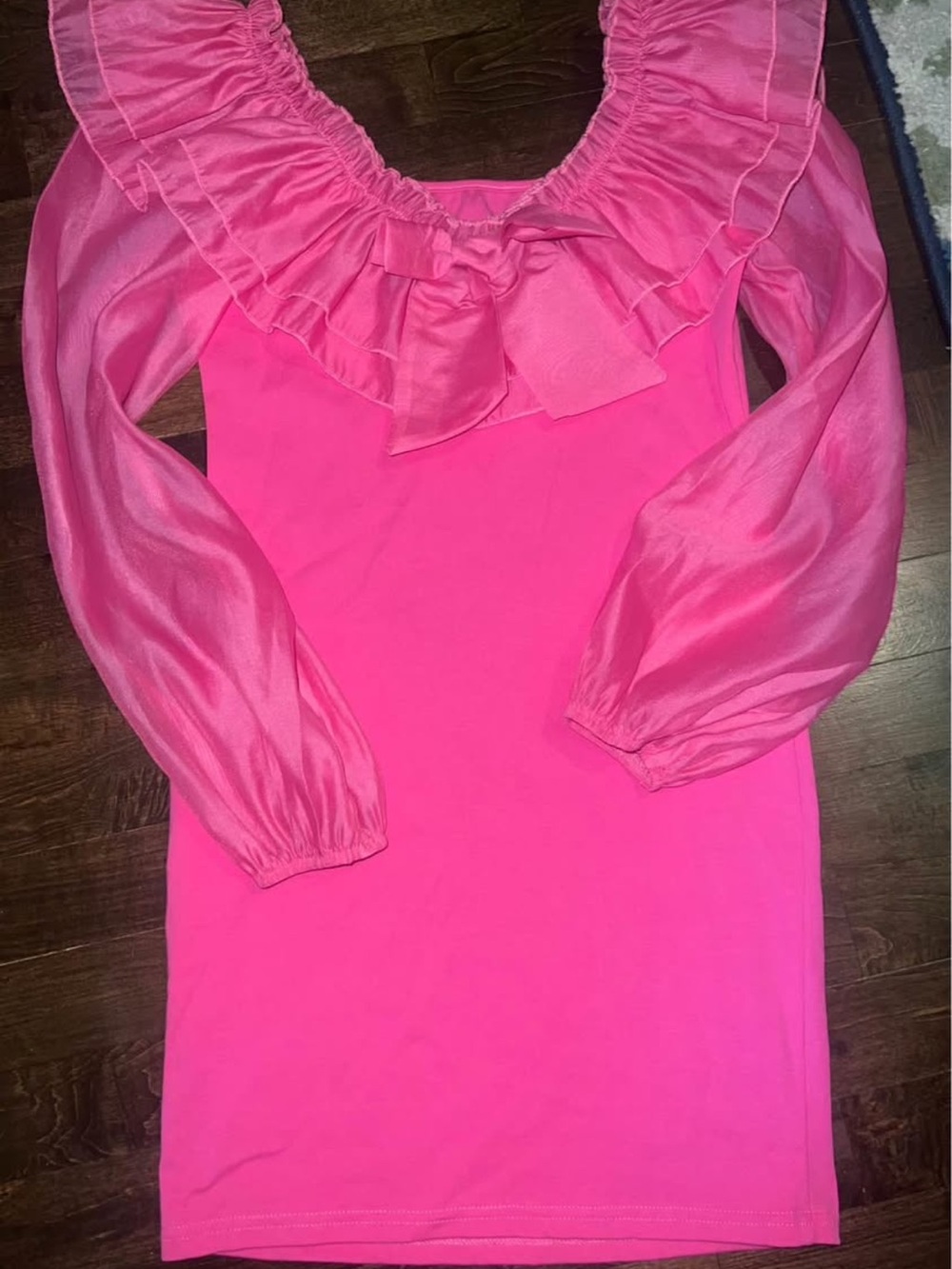 Girls Ruffle collar Dress w/ cute 🎀